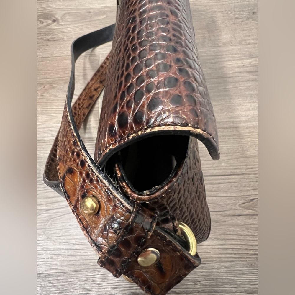 Vintage Brahmin Crocodile Embossed Shoulder Bag - Brown & Black - Picture 12 of 12